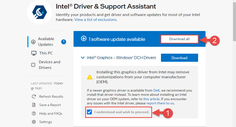 Instalación de Intel Driver and Support Assistant